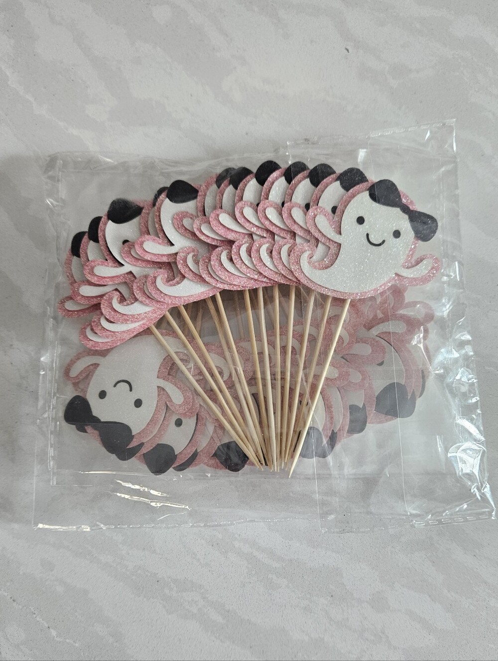 Cute Pink Ghost Cupcake Toppers